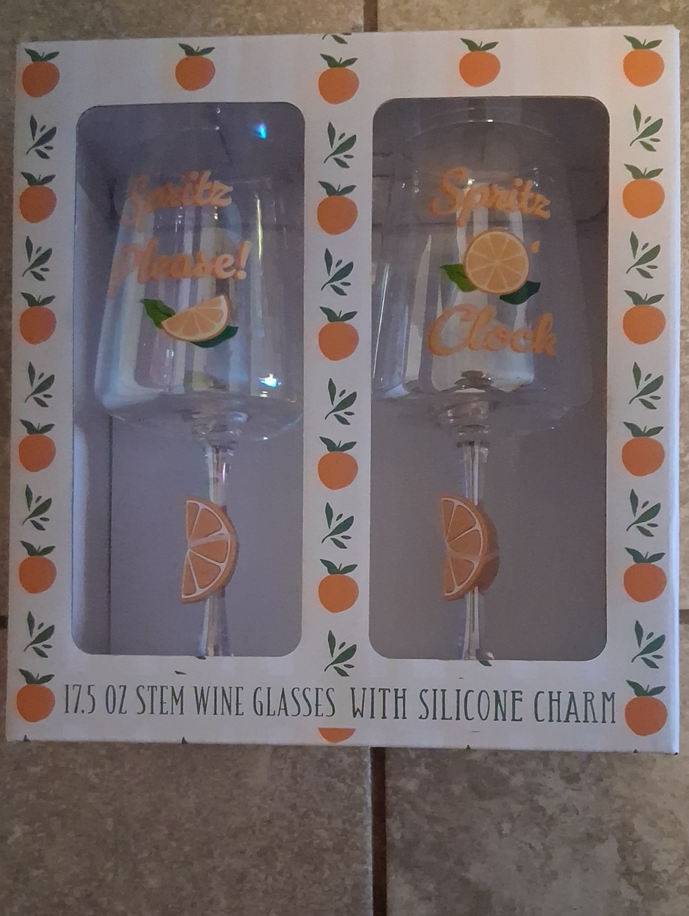 Orange Slice Stem Wine Glasses with Silicone Charm - Home Party Supplies